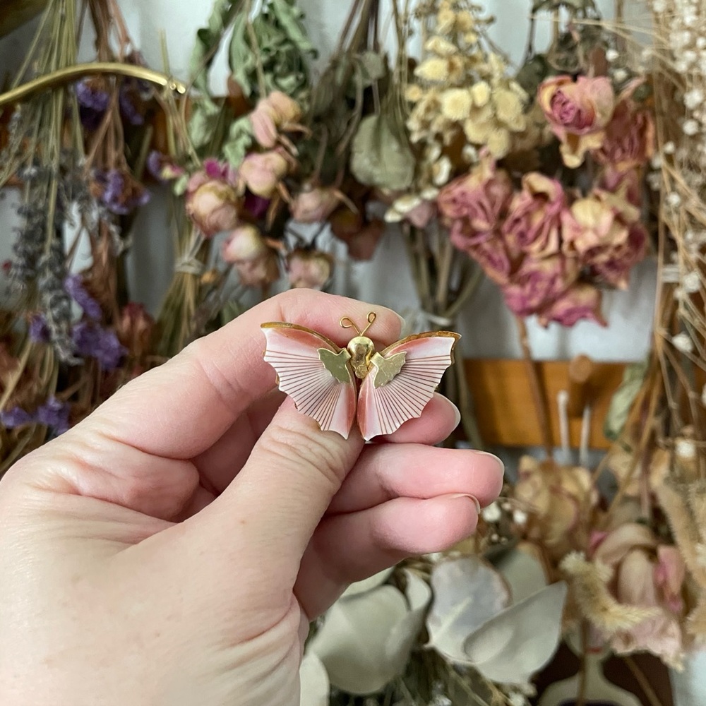 Butterfly Pin with Shell Wings